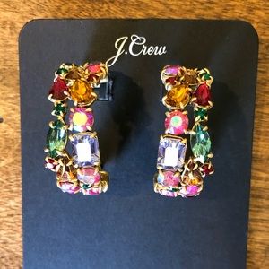 J Crew multi-colored Crystal Statement Earrings